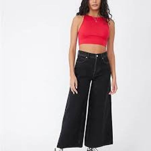 Women’s We the Free super wide leg black high rise cropped Landry jeans size 27 - Picture 1 of 9